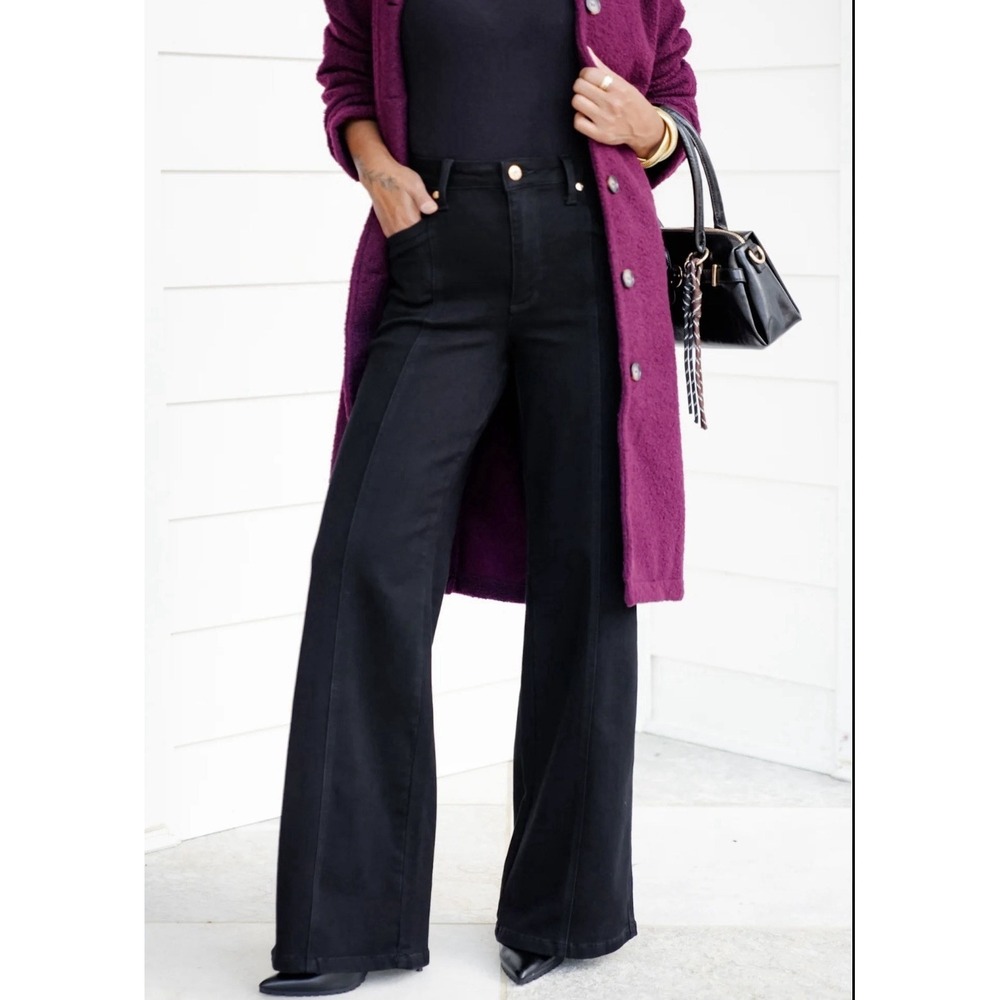 Judy Blue Women's High Waist Retro Wide Leg Black Denim Jeans NWT
